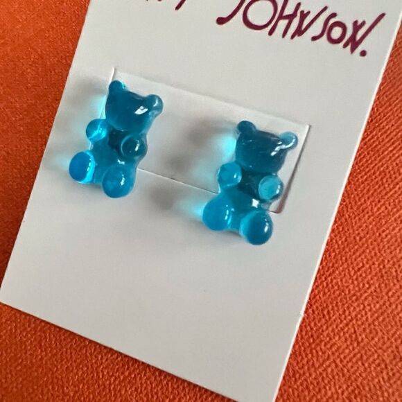 🩵 Betsey Johnson blue raspberry gummy bear studs 🩵 - Picture 2 of 5